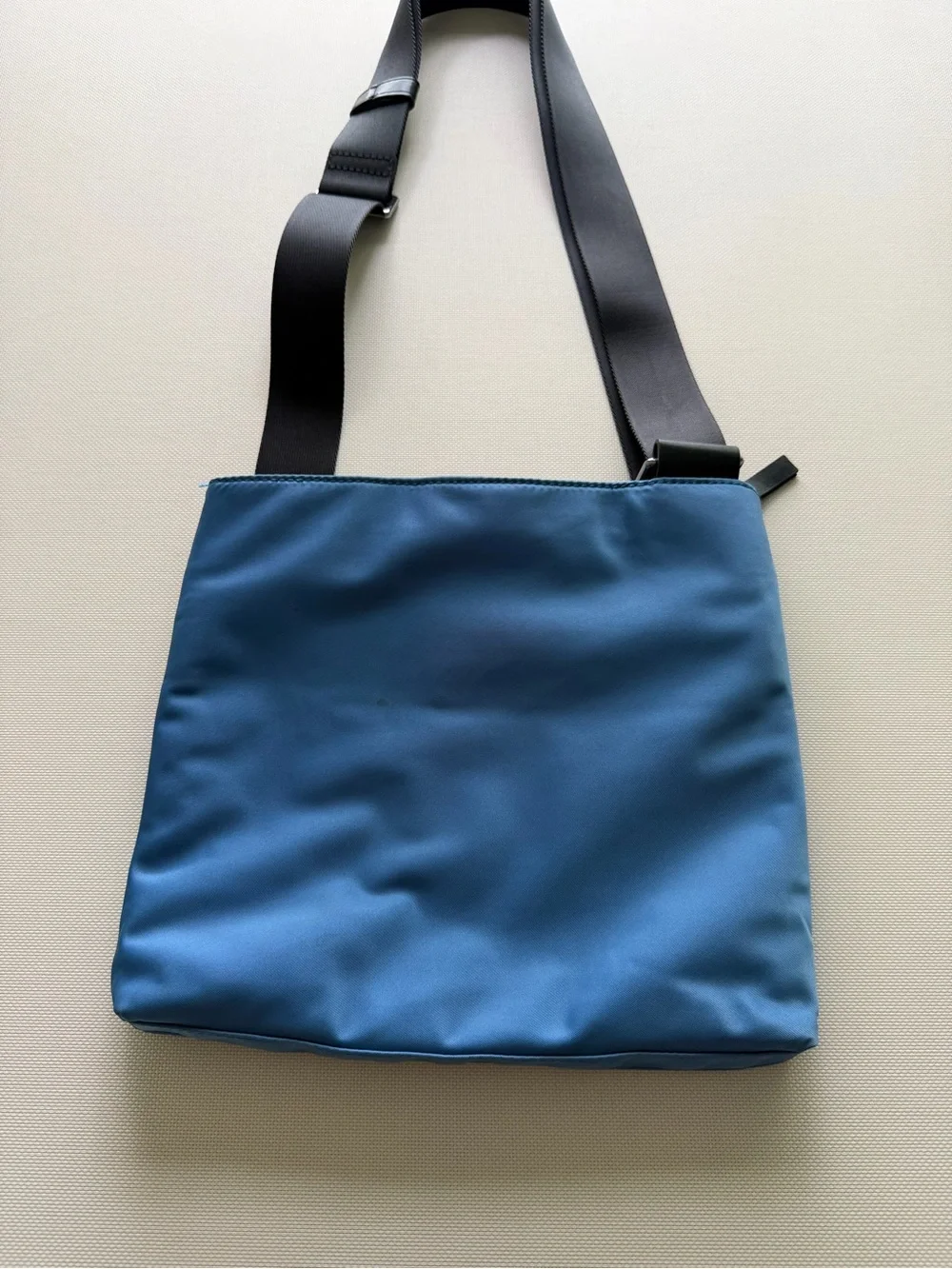 Michael Kors Blue Nylon Crossbody Messenger Bag with Black Strap